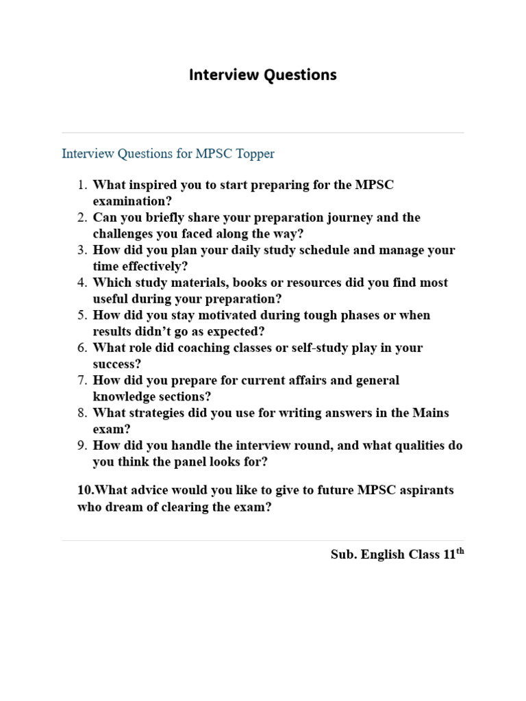 MPSC Topper Interview Insights | PDF