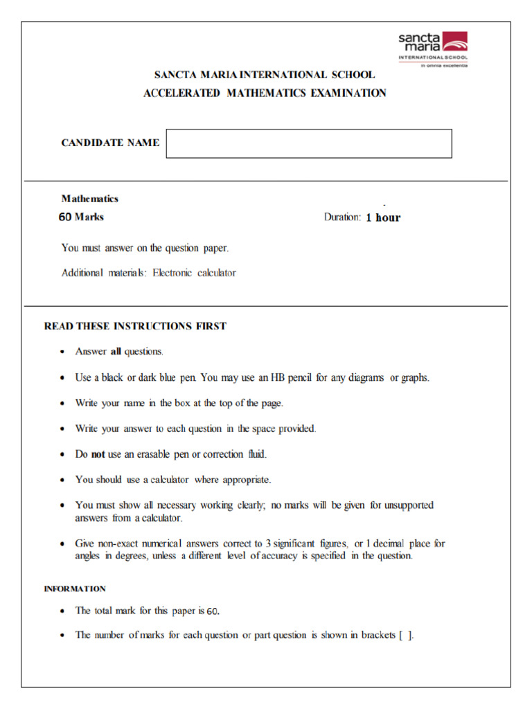 Ad Math Sample Paper g8 No 2 | PDF