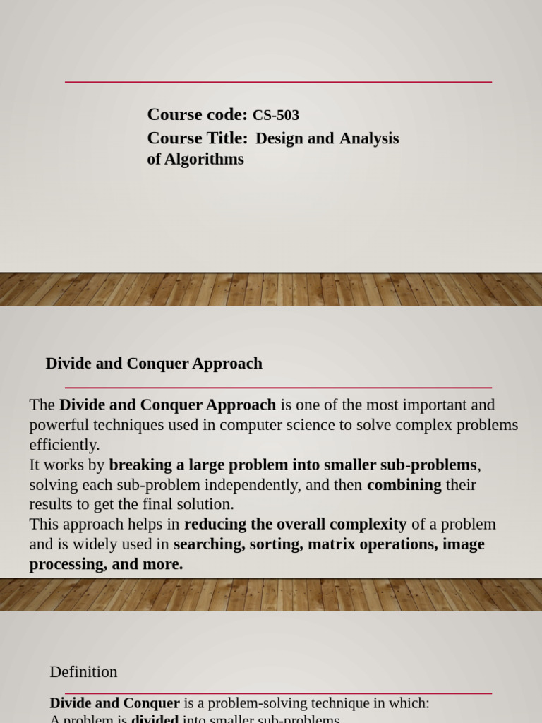 Divide and Conquer in Algorithms | PDF