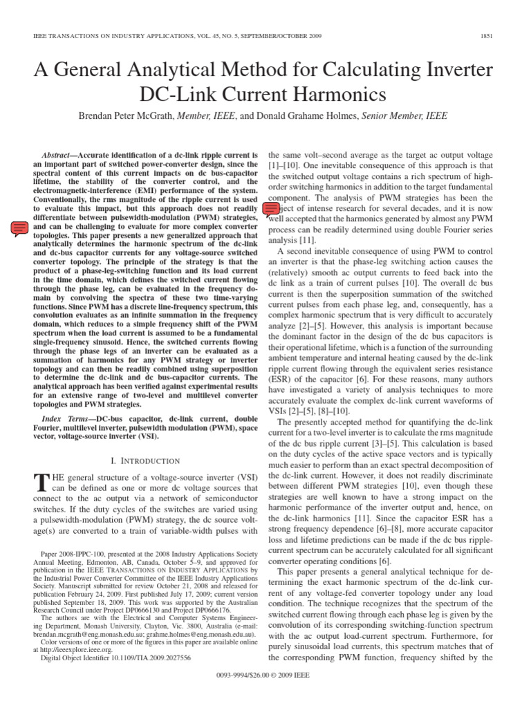 DC-Link Current Harmonics Analysis Method | PDF | Power Inverter ...