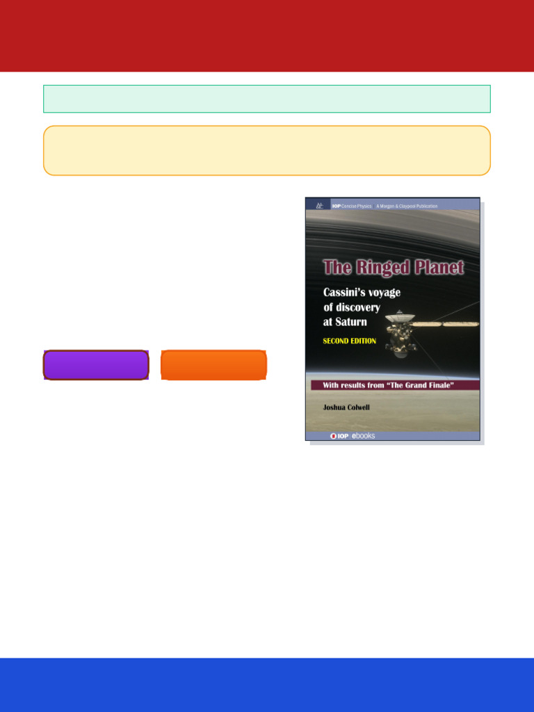 The ringed planet Cassini s voyage of discovery at Saturn Second ...