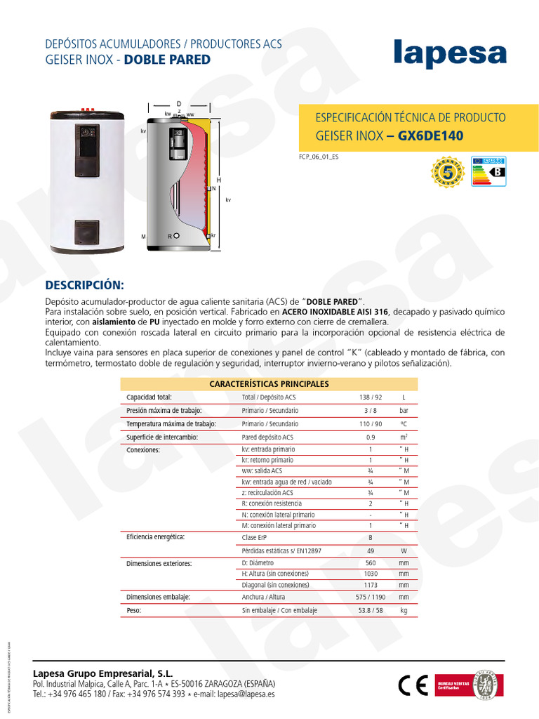 Geiser Inox Gx6-De - Gx6 De140 | PDF