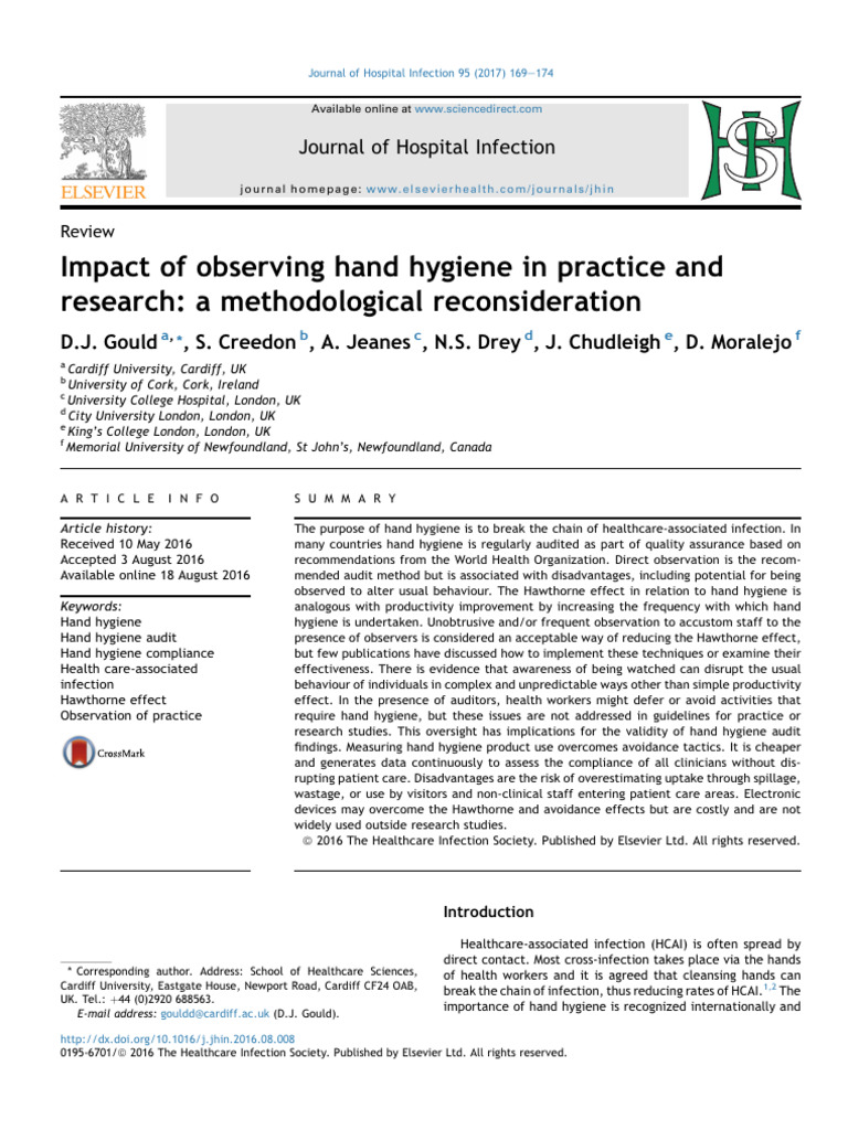 Hand Hygiene Compliance and Observation Effects | PDF | Hospital ...