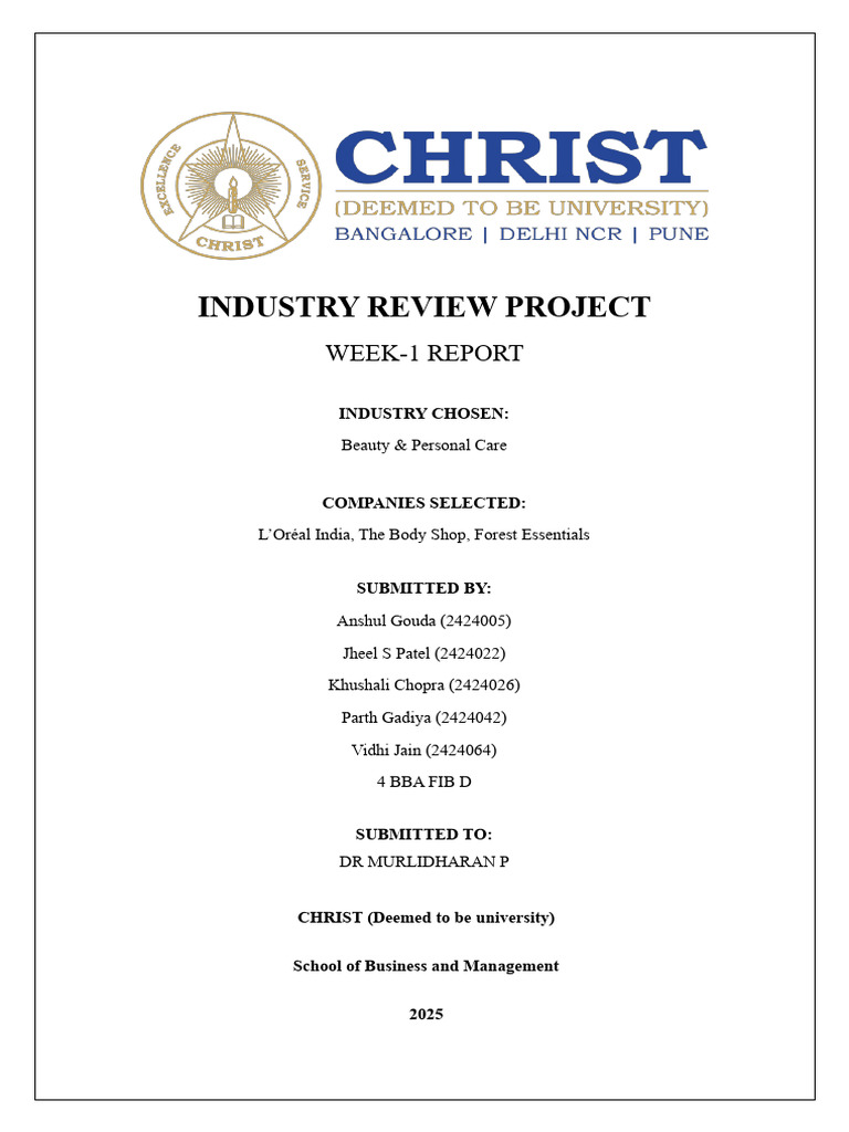 Irp Week-1 Report | PDF | Cosmetics | Perfume