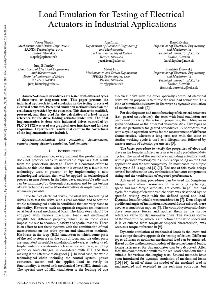 Load Emulation for Testing of Electrical Actuators in Industrial ...