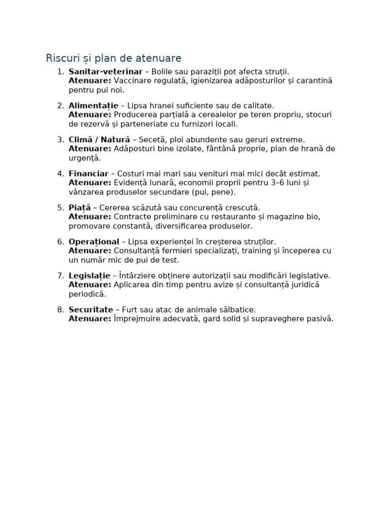 Riscuri Plan Atenuare | PDF