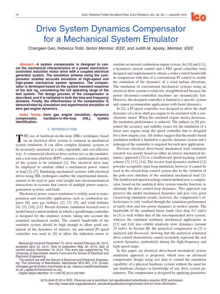 Mechanical System Emulator Compensator | PDF | Resonance | Computer ...