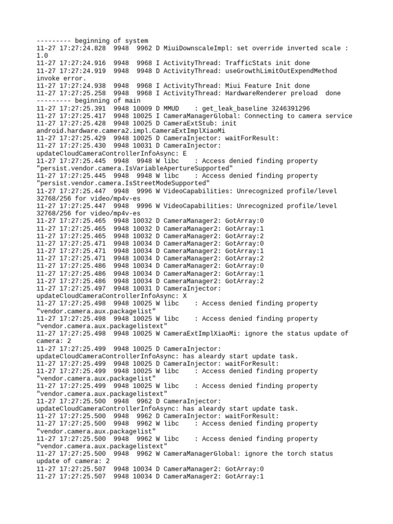 Camera Initialization Logs and Errors | PDF | Computer Programming ...