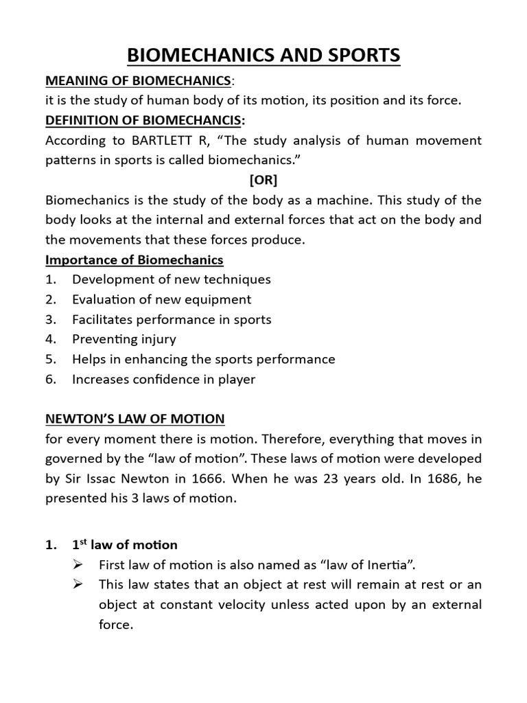 12 Biomechanics and Sports (Final) | PDF | Friction | Force