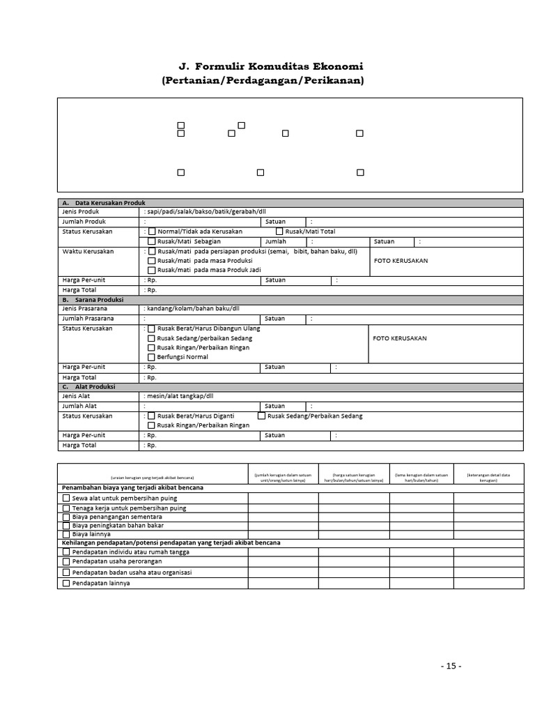 Formulir Kerusakan Ekonomi Pertanian | PDF