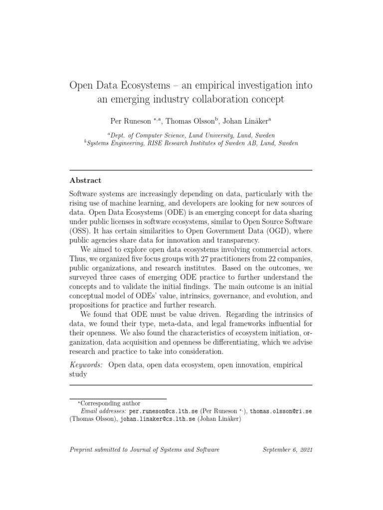 Exploring Open Data Ecosystems | PDF | Focus Group | Data