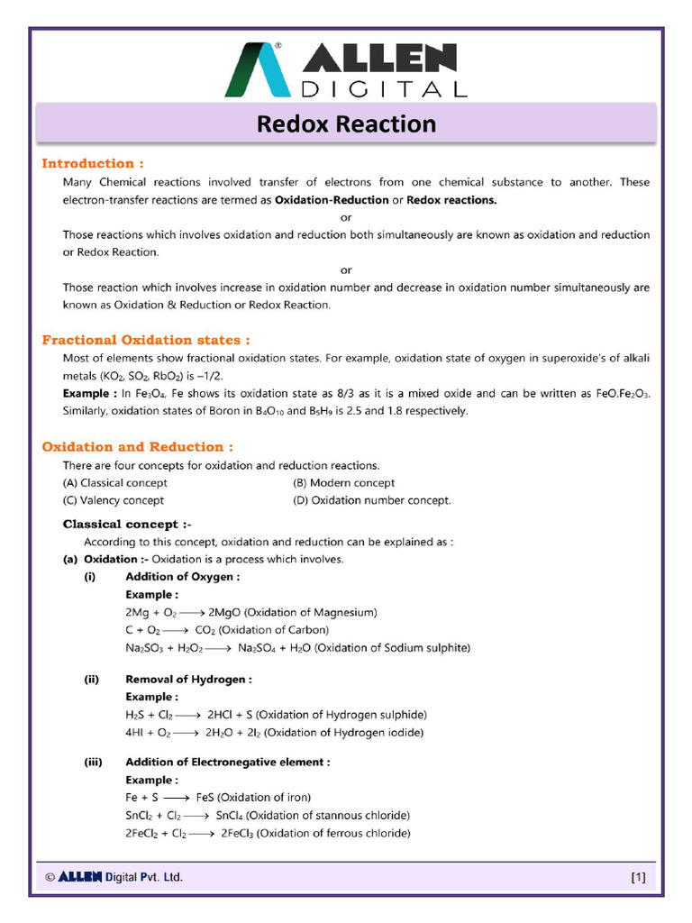 Redox- Study Materials | PDF