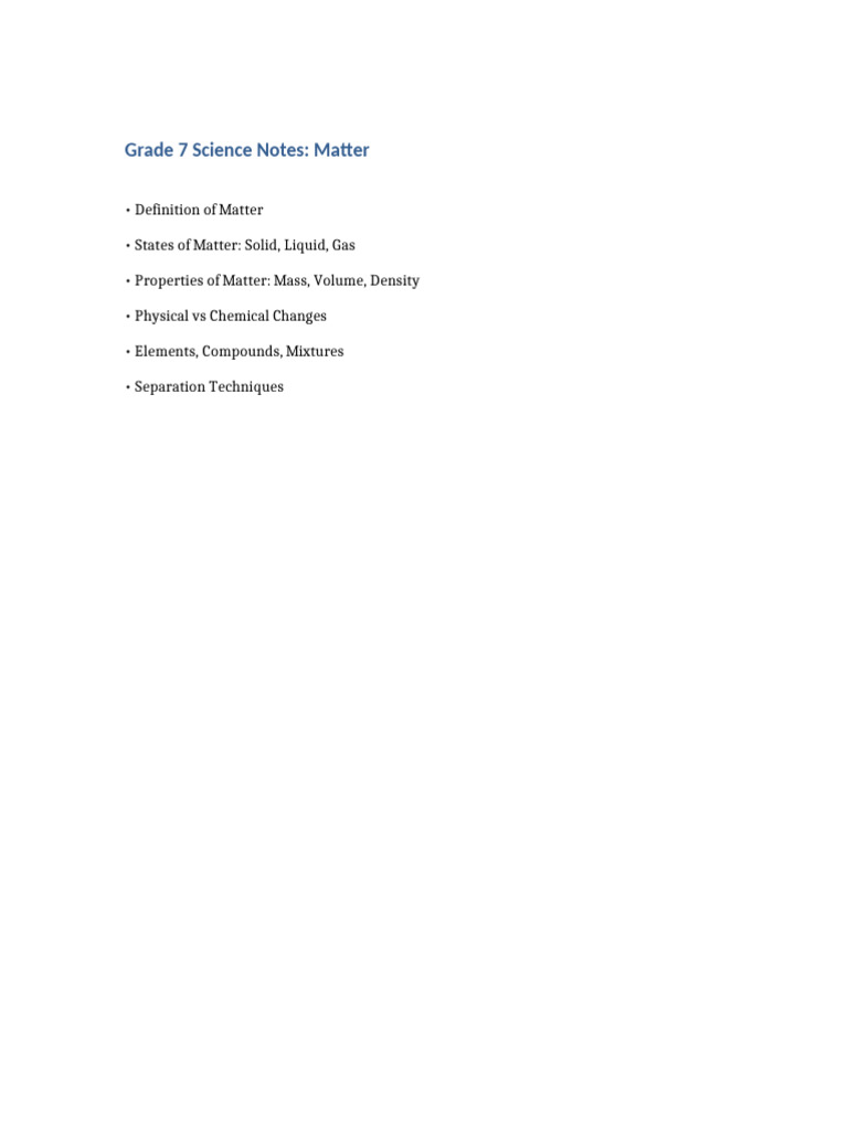 Grade7 Science Notes 3 Matter and States | PDF