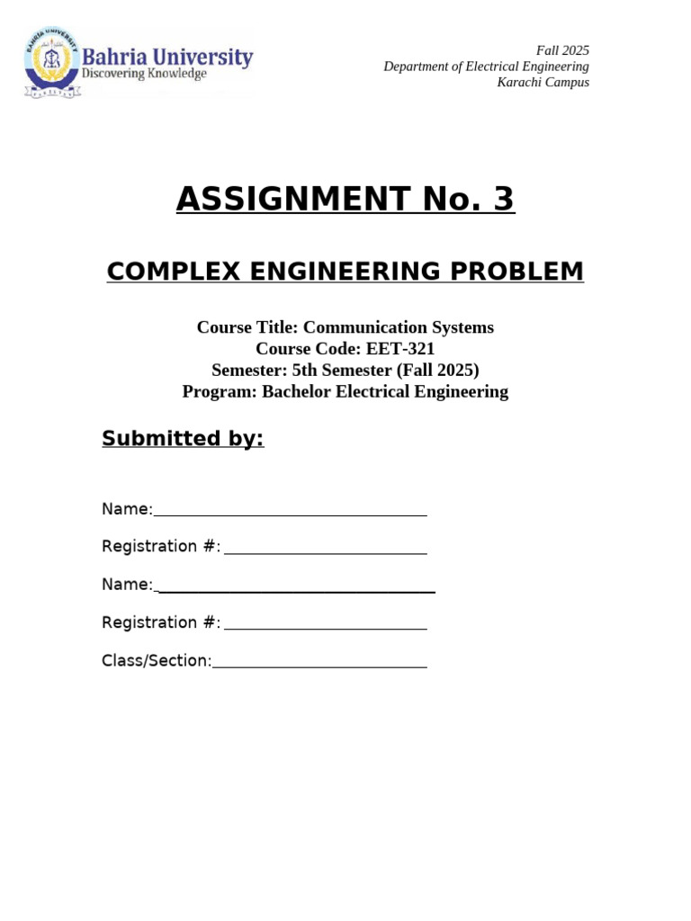 Complex Engineering Problem Report Format Communication Systems | PDF