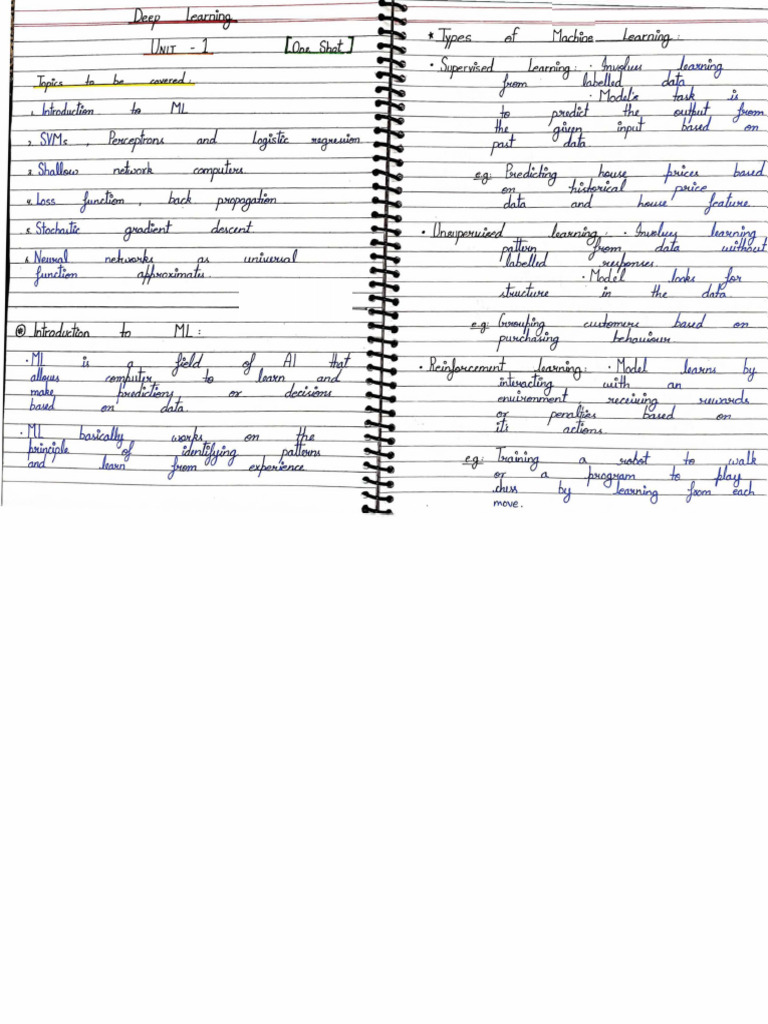 Deep Learning Notes | PDF