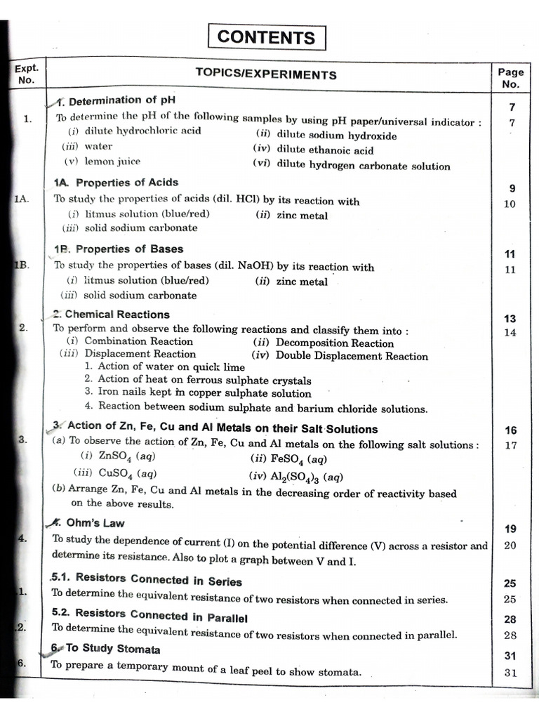 Science Practicals 10th Class 2025-26 | PDF