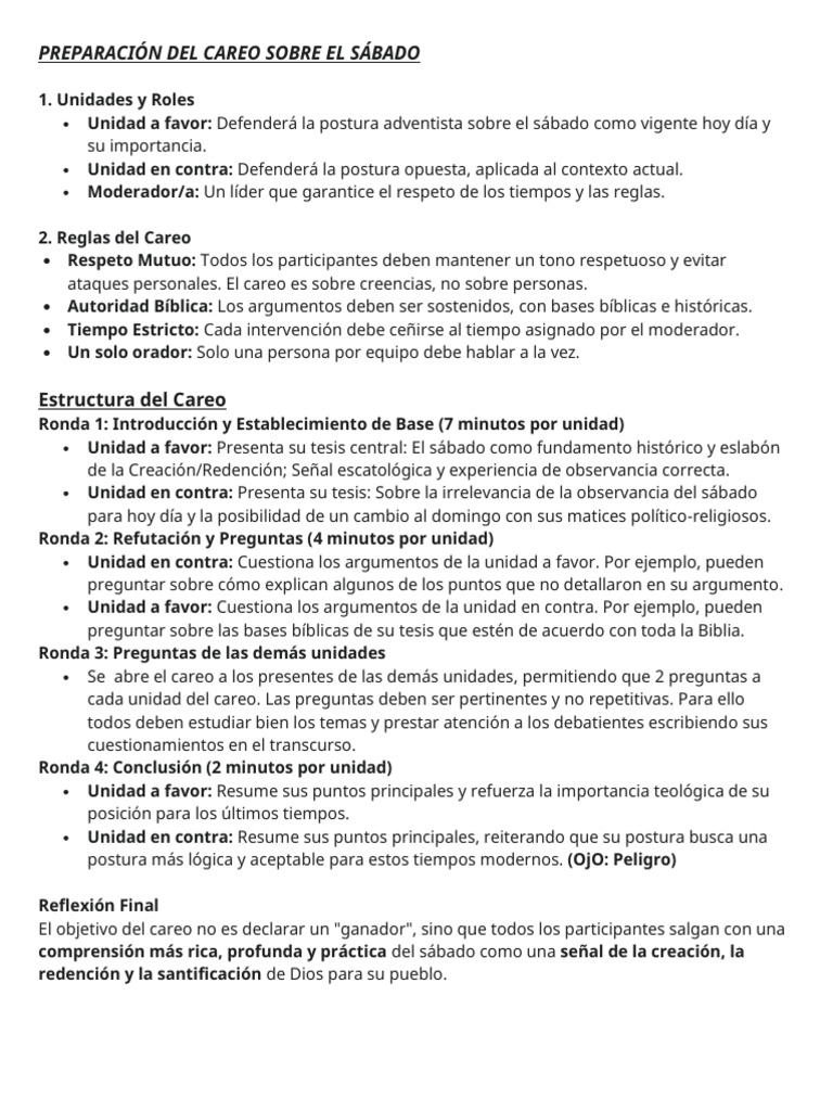Instructivo para El Careo de Unidades Sobre El Sábado | PDF | Creencia ...