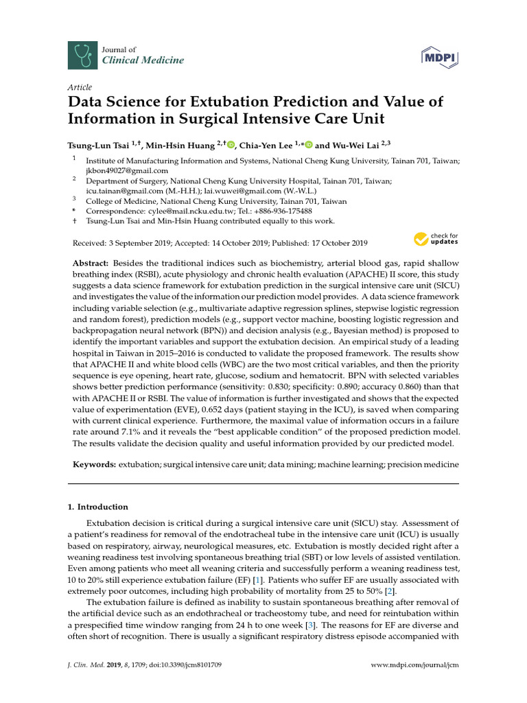 Data Science for Extubation Prediction | PDF | Cross Validation ...