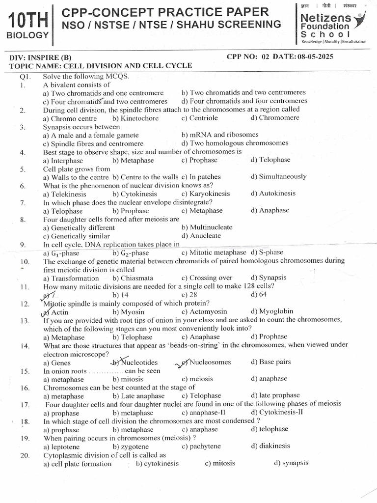 Biology CPP 02 | PDF