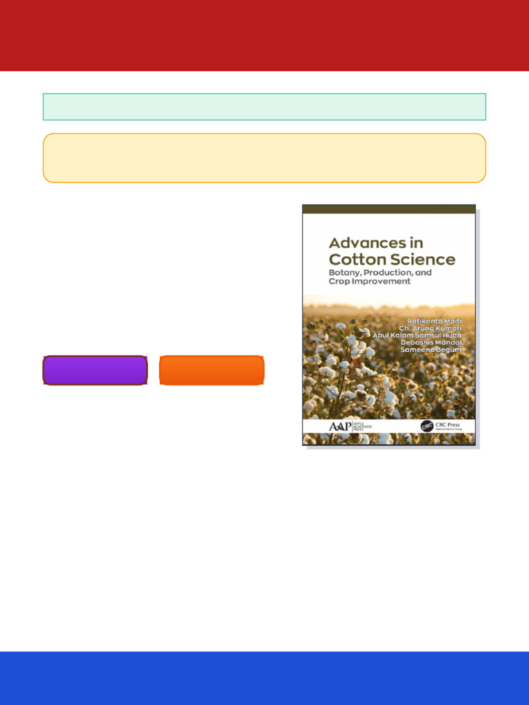 Advances in Cotton Science-Botany, Production, and Crop Improvement 1st ...