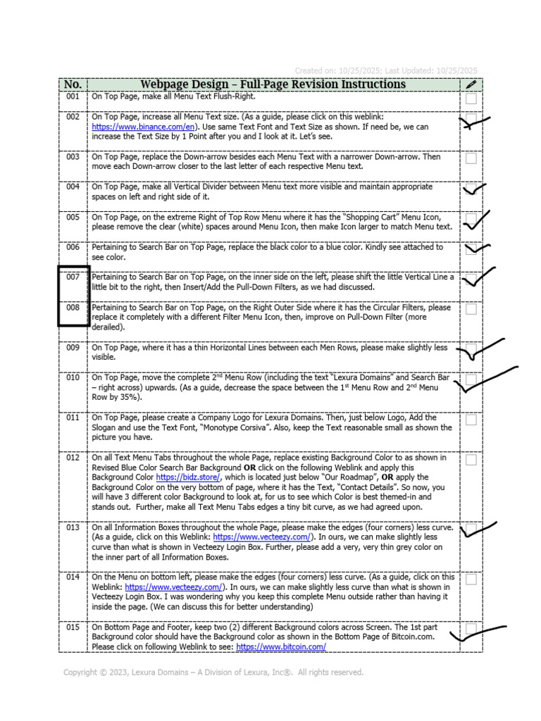 Full Page Design Revision Instructions | PDF | Menu (Computing)
