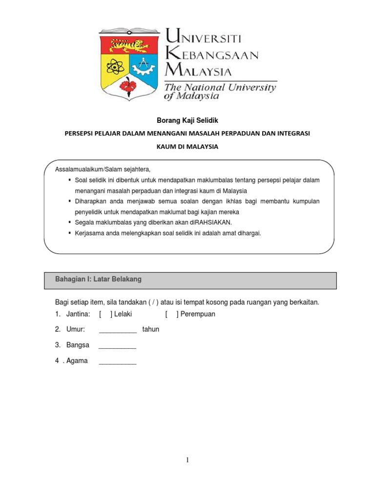 Borang Kaji Selidik Lifescn Pdf