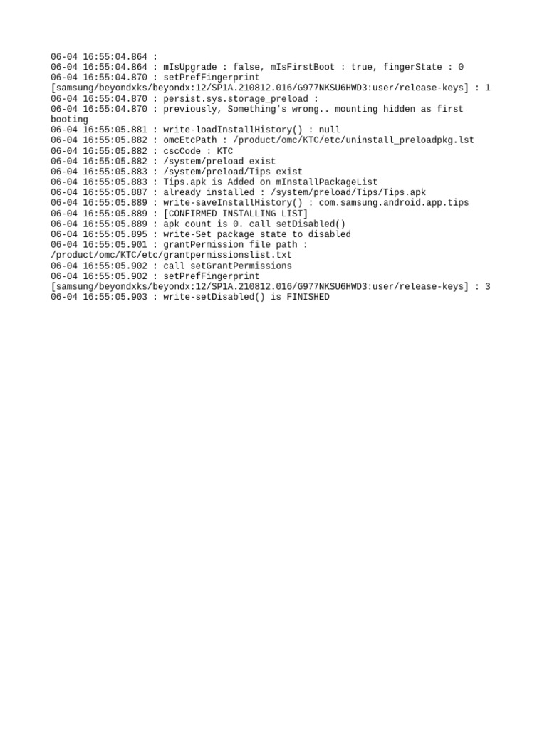 Samsung Device First Boot Log Analysis | PDF