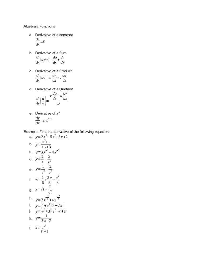 Lecture 2 Algebraic Functions and Rate of Change | PDF | Slope | Derivative