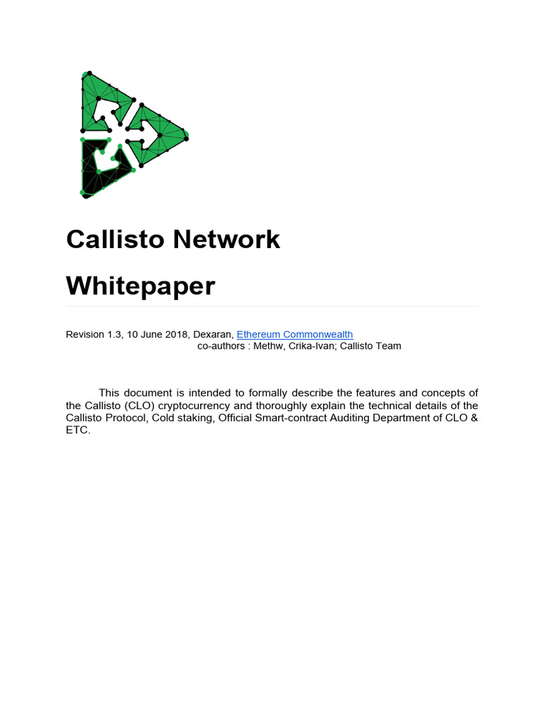 Callisto Whitepaper | PDF | Cryptocurrency | Computing