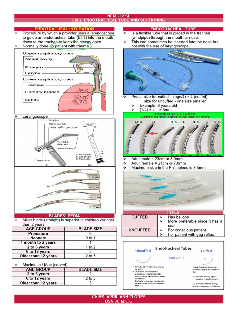 Endotracheal Tube & Suctioning Guide | PDF | Respiratory Tract | Breathing