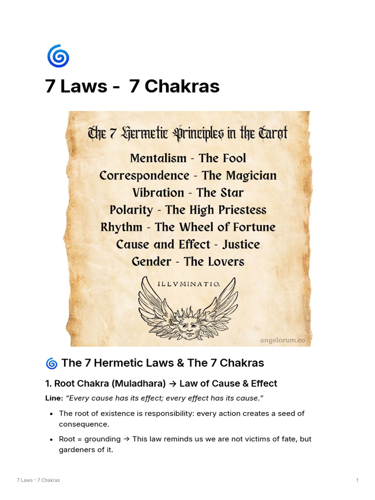 7 Hermetic Laws and Chakras Explained | PDF | Chakra | Tantra