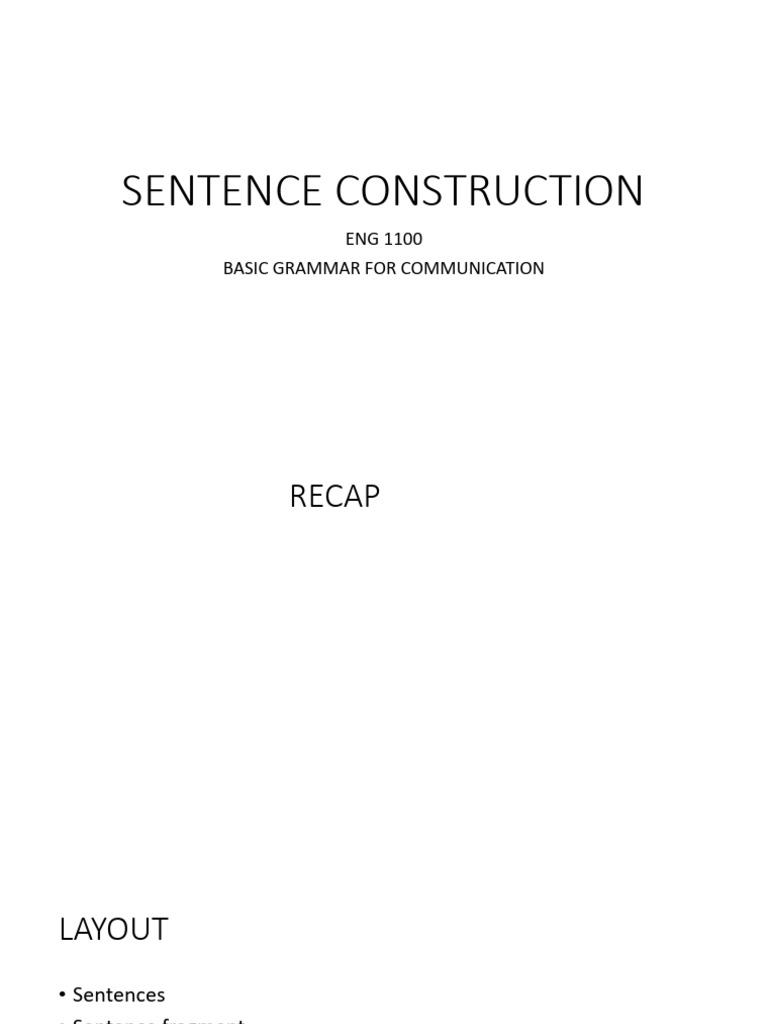 Sentence Construction and Grammar Guide | PDF | Sentence (Linguistics ...
