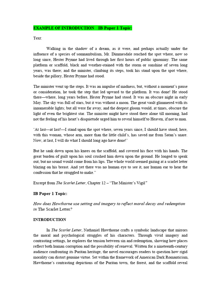 Hawthorne's Settings in The Scarlet Letter | PDF | The Scarlet Letter