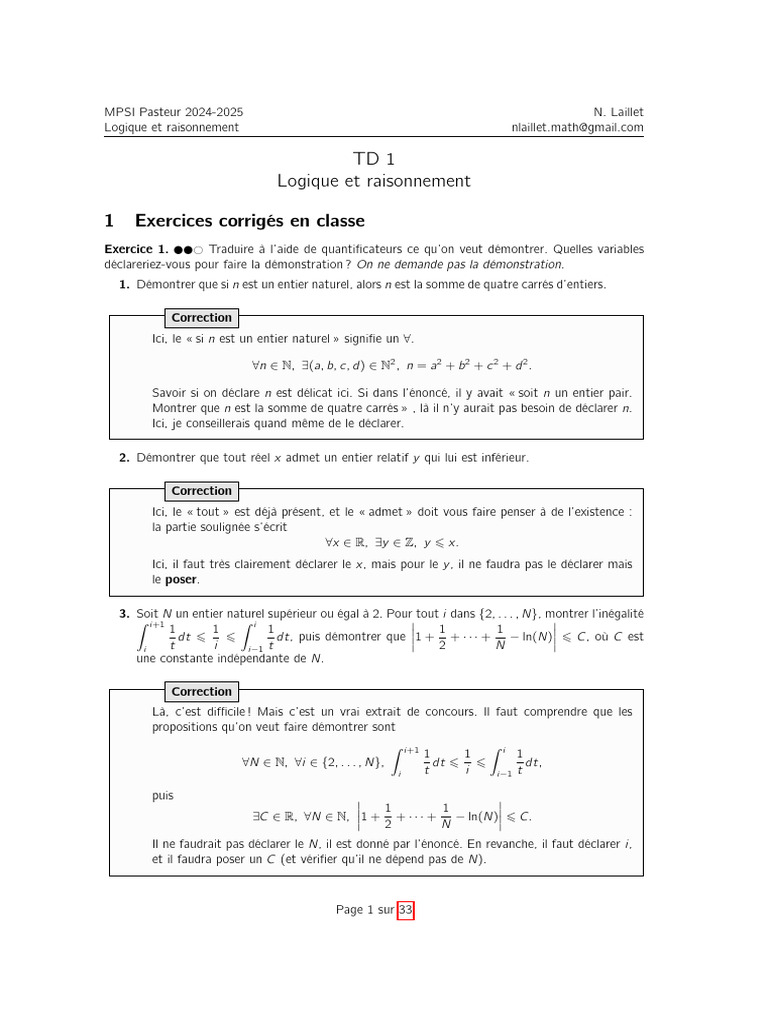 Logique et Raisonnement MPSI 2024-2025 | PDF | Inclusion (mathématiques ...