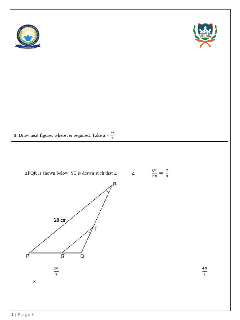 2846371-2024 2025 Class X QP Mathematics (Standard) | PDF | Circle | Sphere