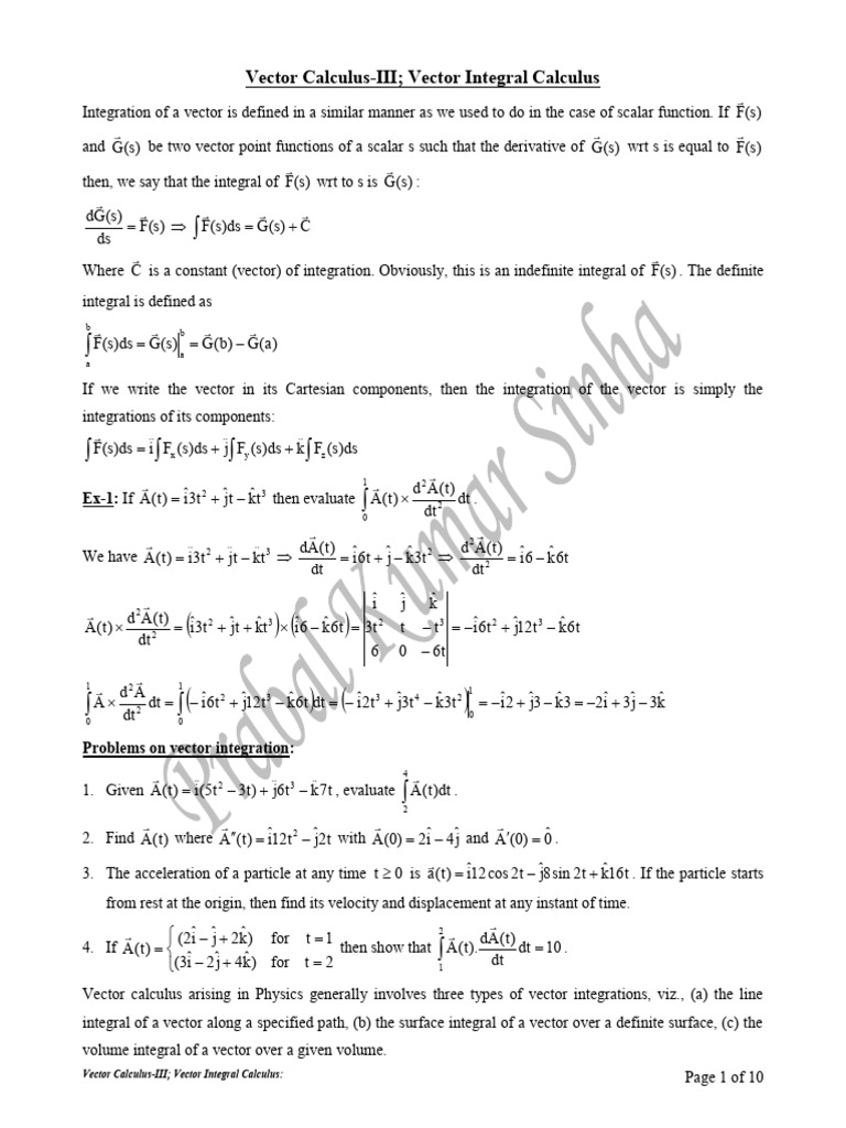 Vector Calculus-III Vector Integral Calculus | PDF | Integral ...