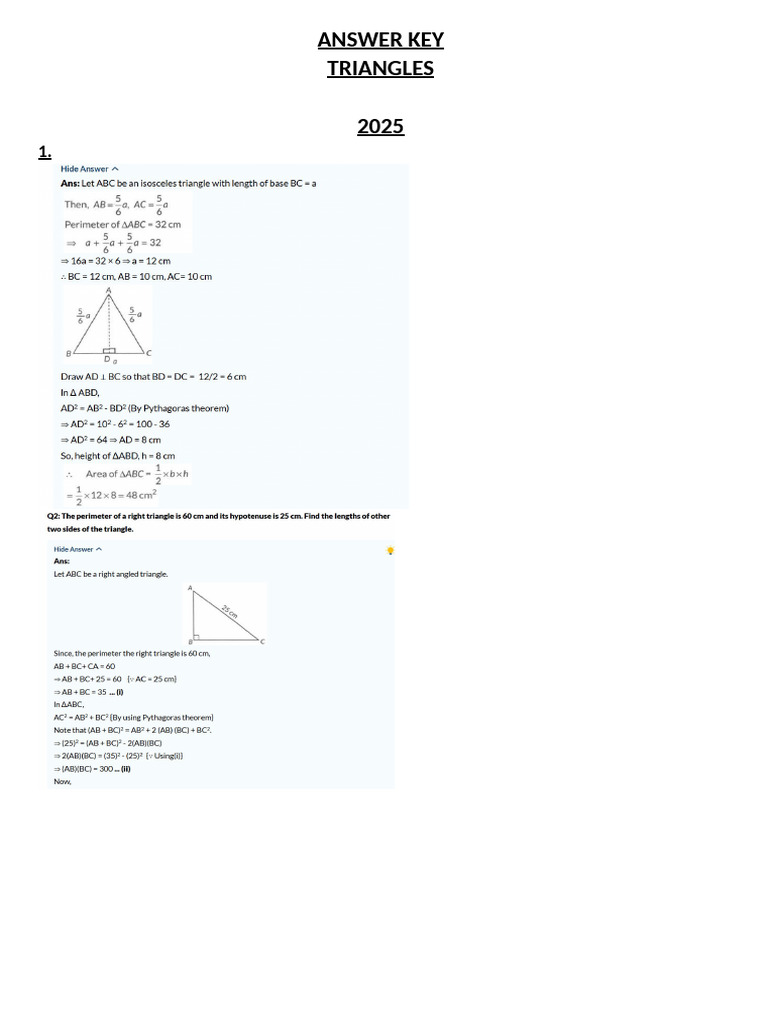 Triangles Ans Key | PDF