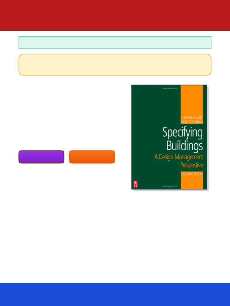 Specifying Buildings Second Edition A Design Management Perspective ...