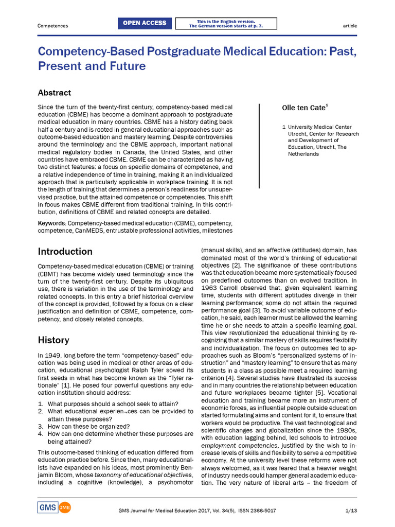 Competency-Based Medical Education Overview | PDF | Medical Education ...