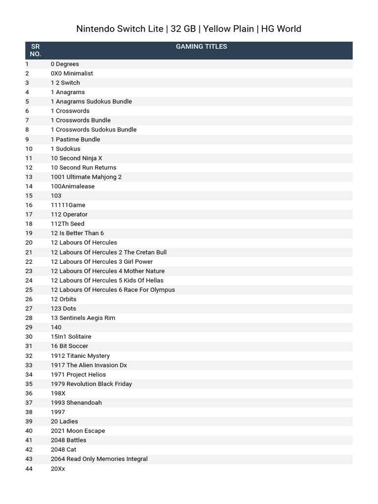 Nintendo Switch Lite 32 GB Yellow Plain HG World (2) | PDF
