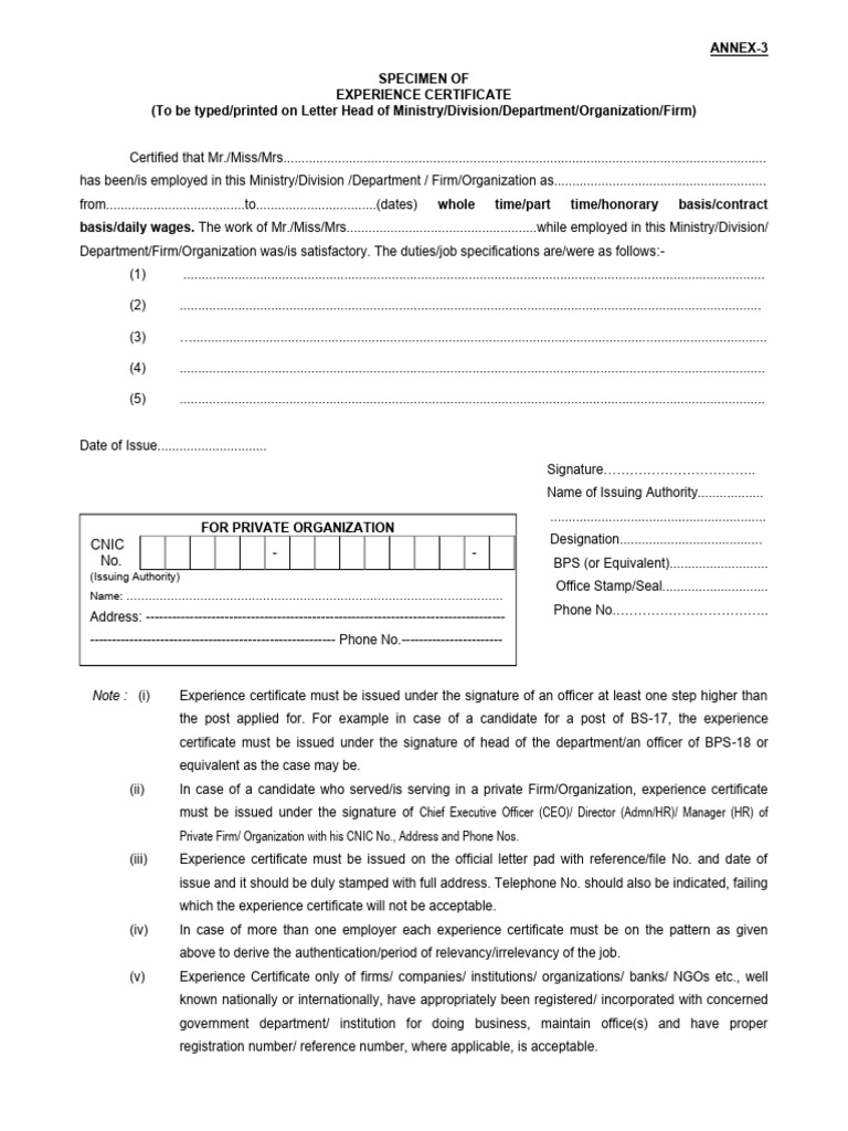 Experience Certificate Template Guide | PDF