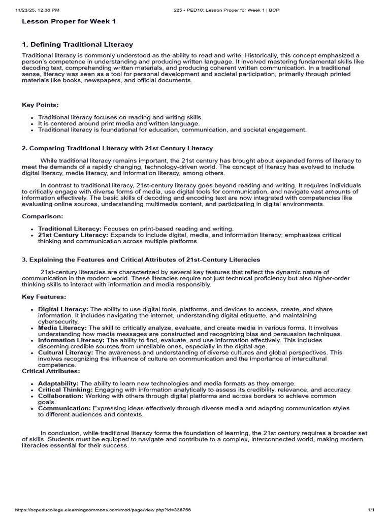 Traditional vs. 21st Century Literacy | PDF | Literacy | Communication