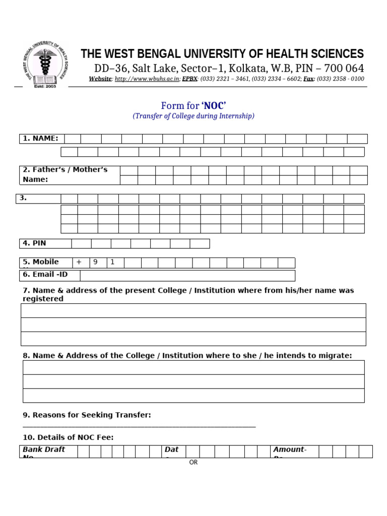 NOC From_091641 | PDF | Health Care | Medicine