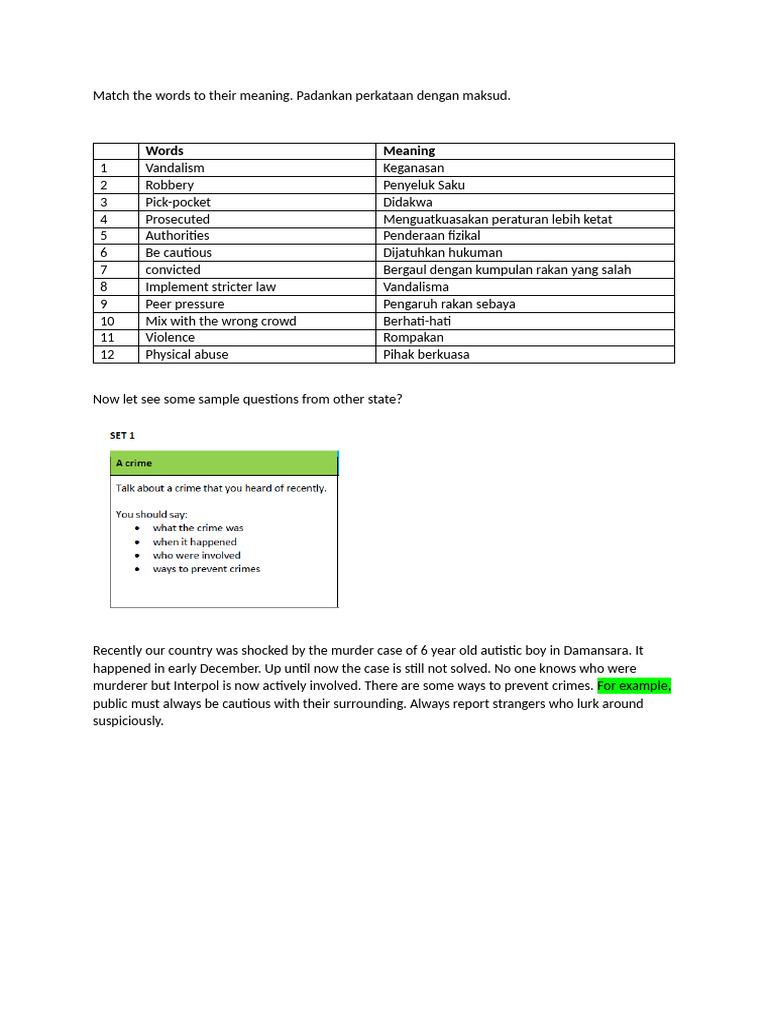 Crime - Speaking and Writing Strategy | PDF | Adolescence | Bullying