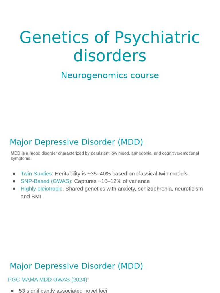 Genetics of Major Psychiatric Disorders | PDF | Mood Disorders ...