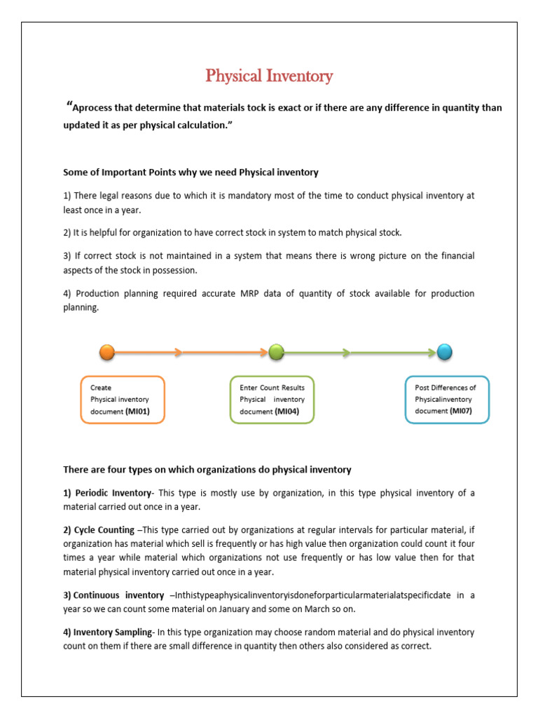 Physical Inventory Process Explained Pdf Inventory