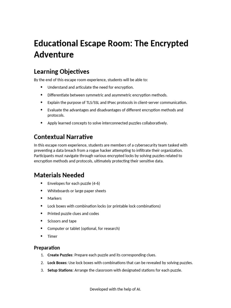 Educational Escape Room on Encryption | PDF | Public Key Cryptography ...