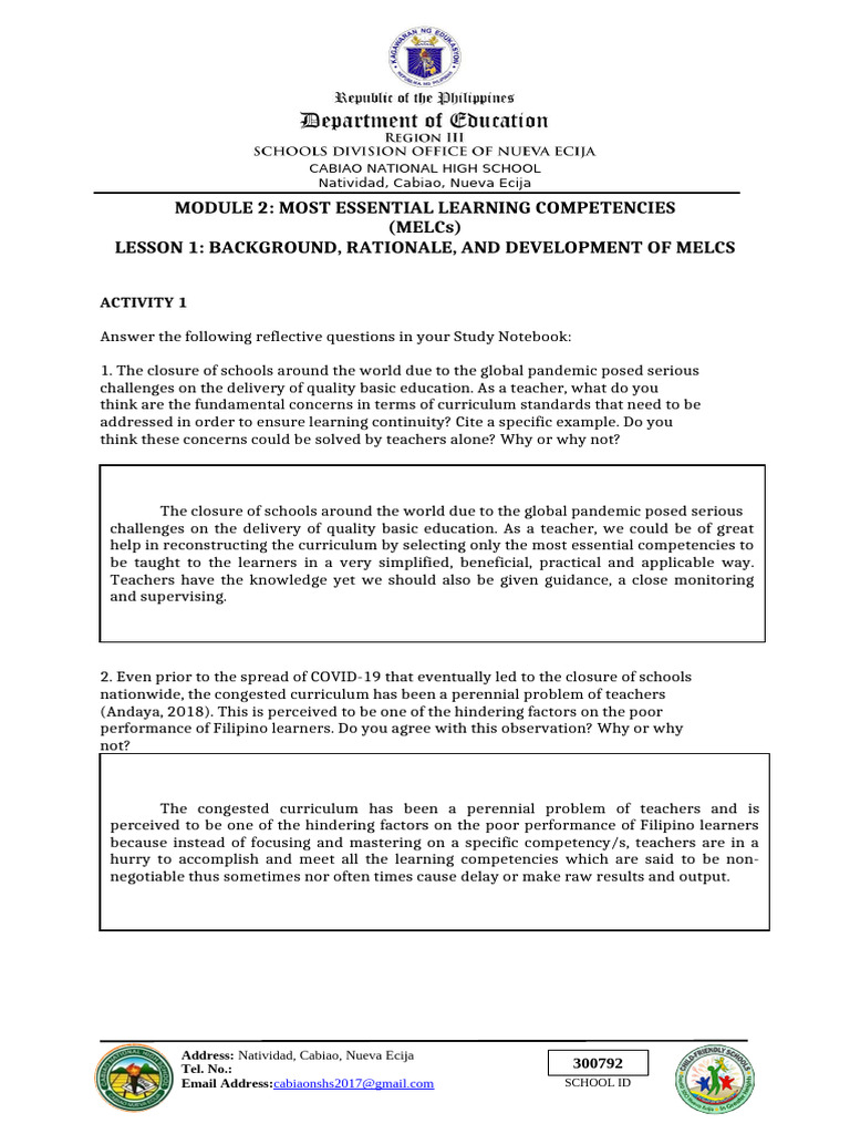 MELCs Development and Curriculum Insights | PDF | Learning | Curriculum