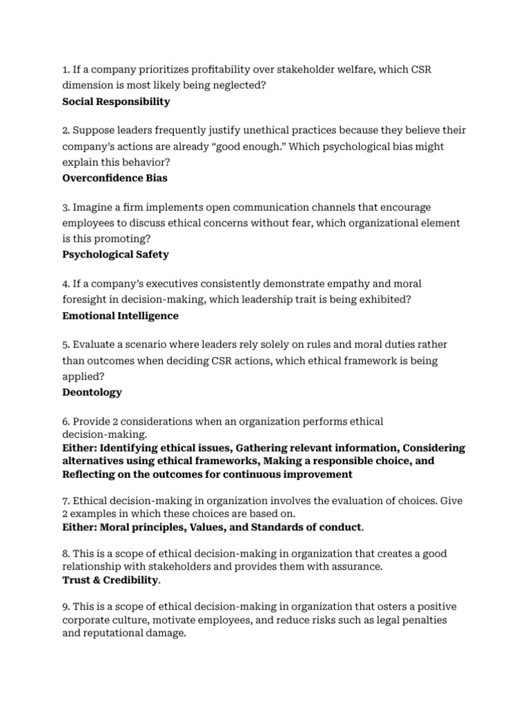 Ethical Decision-Making in CSR | PDF | Corporate Social Responsibility ...