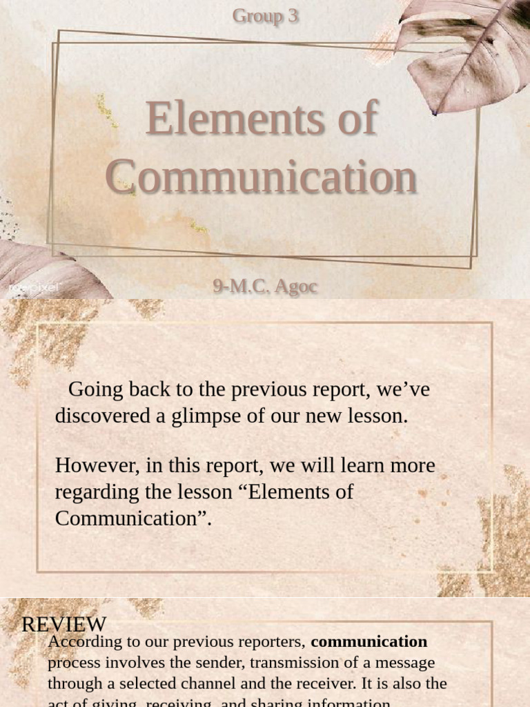 Elements of Communication Explained | PDF | Communication | Information